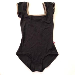 Yumiko Leotard Black With Taupe Trim